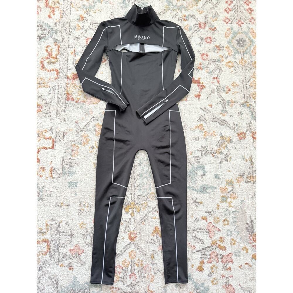 Milano Di Rouge Jumpsuit Open Back Size Xs Black Long Sleeve